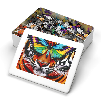 "Harmony of Wild & Free" Tiger & Butterfly Jigsaw Puzzle – 1000 & 2000 Pieces | Vibrant Wildlife Art | Mindful Puzzle for Adults & Teens