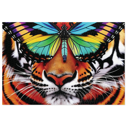 "Harmony of Wild & Free" Tiger & Butterfly Jigsaw Puzzle – 1000 & 2000 Pieces | Vibrant Wildlife Art | Mindful Puzzle for Adults & Teens