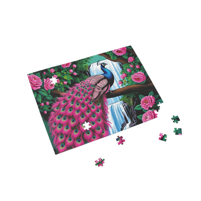Beautiful Peacock Waterfall Puzzle - 1000-Piece Colorful Art Decor